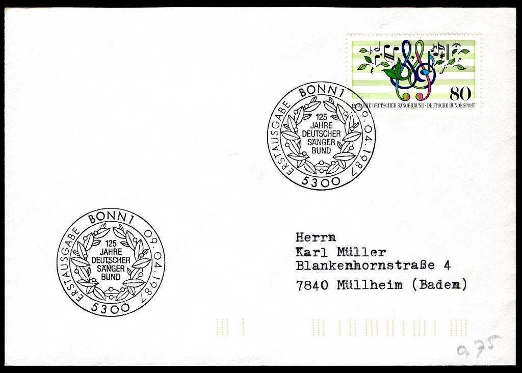 DUITSLAND Yt. 1151 FDC 1987, Verzenden, BRD, Gestempeld