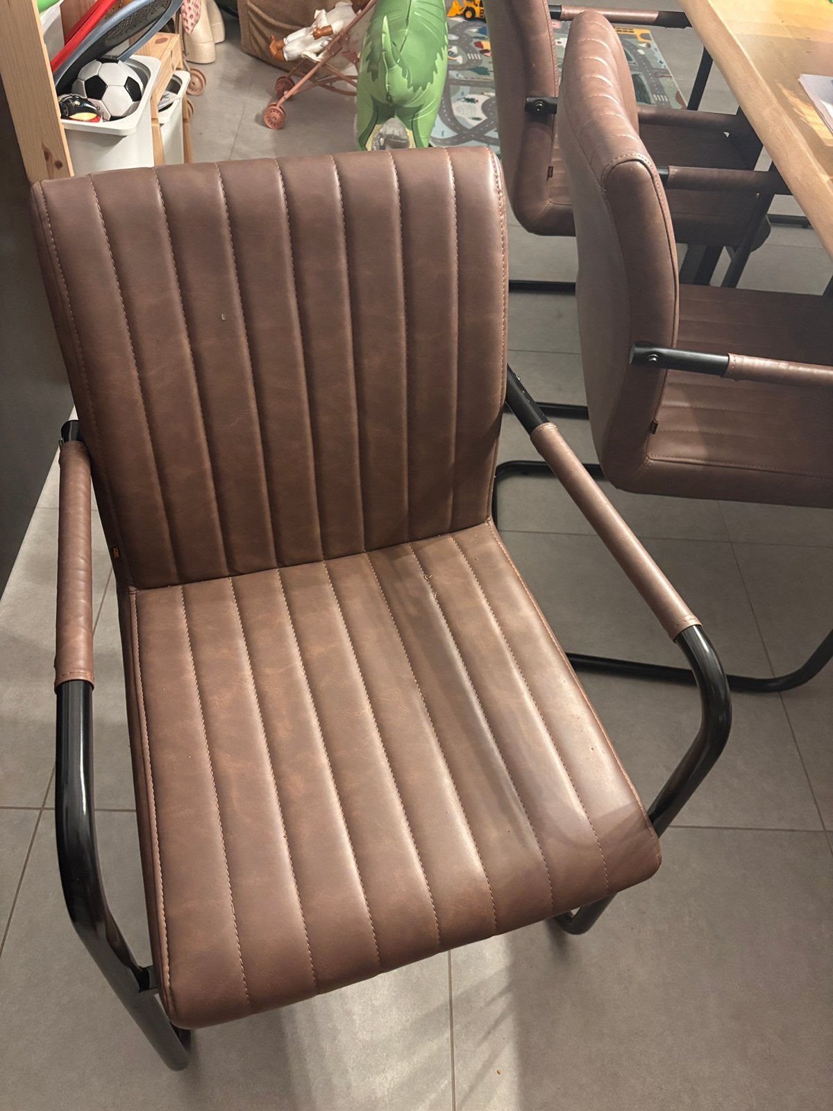 6 stoelen cognac kleur, Brun, Enlèvement, Cuir, Cinq, Six Chaises ou plus