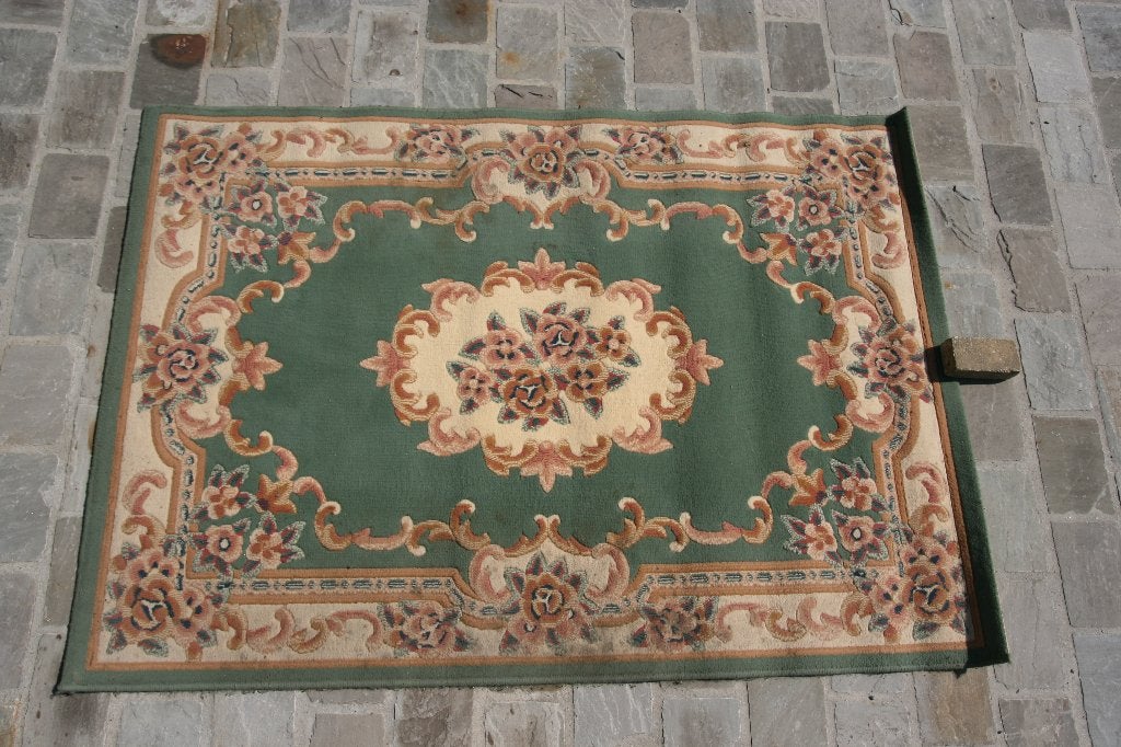 groen vintage tapijt 120 x 170 cm, Maison & Meubles, Ameublement | Tapis & Moquettes, 150 à 200 cm, 100 à 150 cm, Utilisé, Rectangulaire