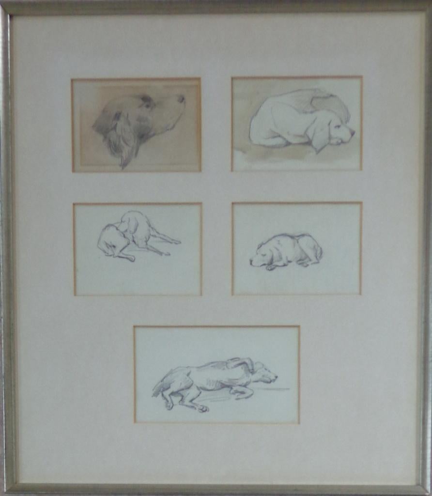 GUSTAVE BUSCHMANN / HONDEN / ORIGINEEL WERK / 45x40cm KADER, Antiek en Kunst, Ophalen of Verzenden