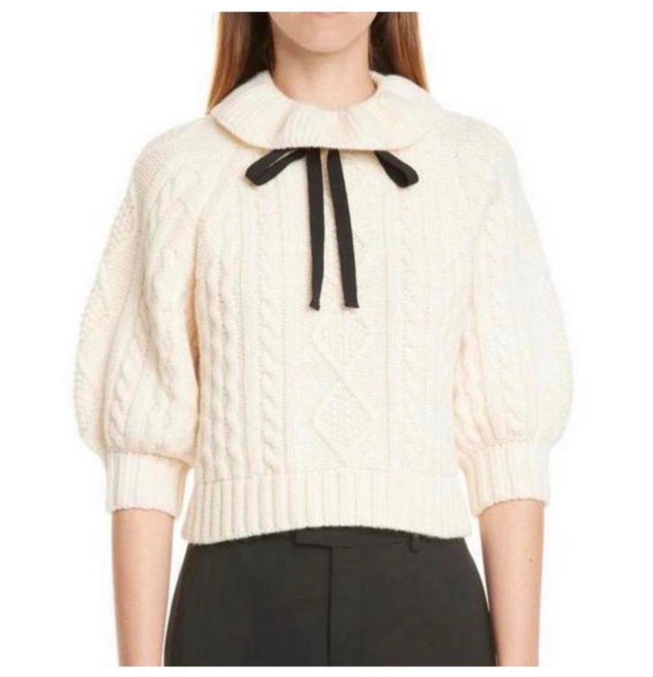Pull court torsadé Valentino Rare rouge XS col Pierrot, Enlèvement ou Envoi, Comme neuf, Taille 34 (XS) ou plus petite, Blanc