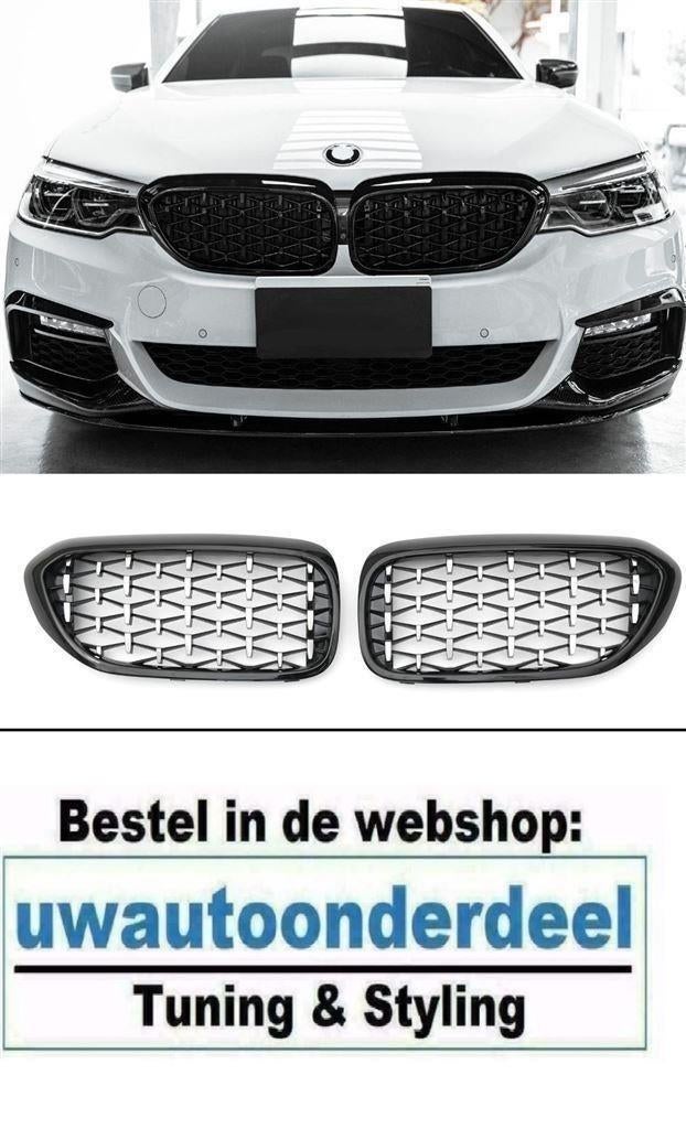 Grill Zwart Zilve Diamond Style Geschikt voor Bmw 5 Serie G3, Auto diversen, Tuning en Styling, Verzenden