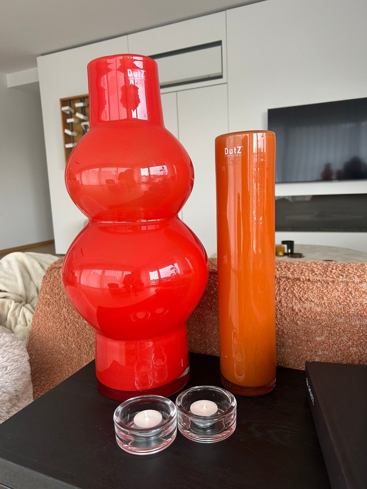 Set van 2 design vazen - Dutz, Ophalen, Oranje, Geschikt voor droogbloemen, Glas