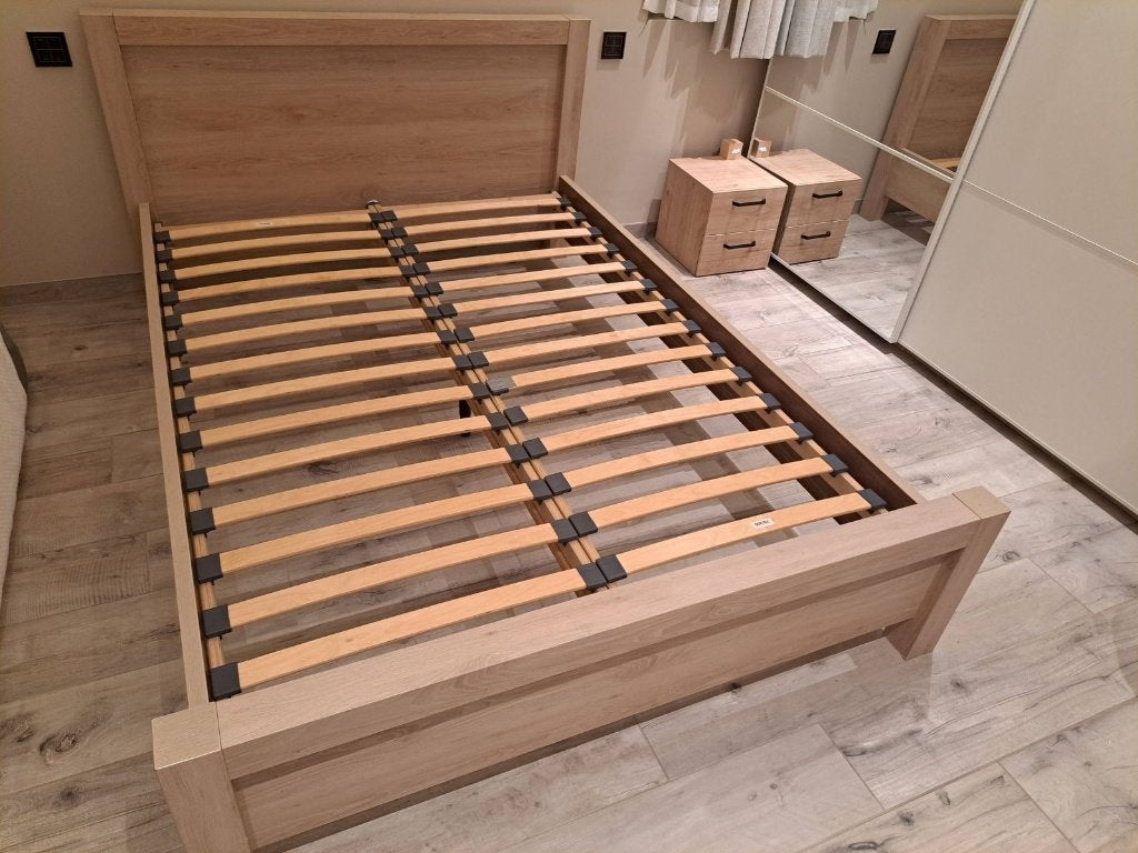 Tweepersoonsbed 140x200 cm met lattenbodem, Ophalen, Gebruikt, Overige kleuren, Tweepersoons