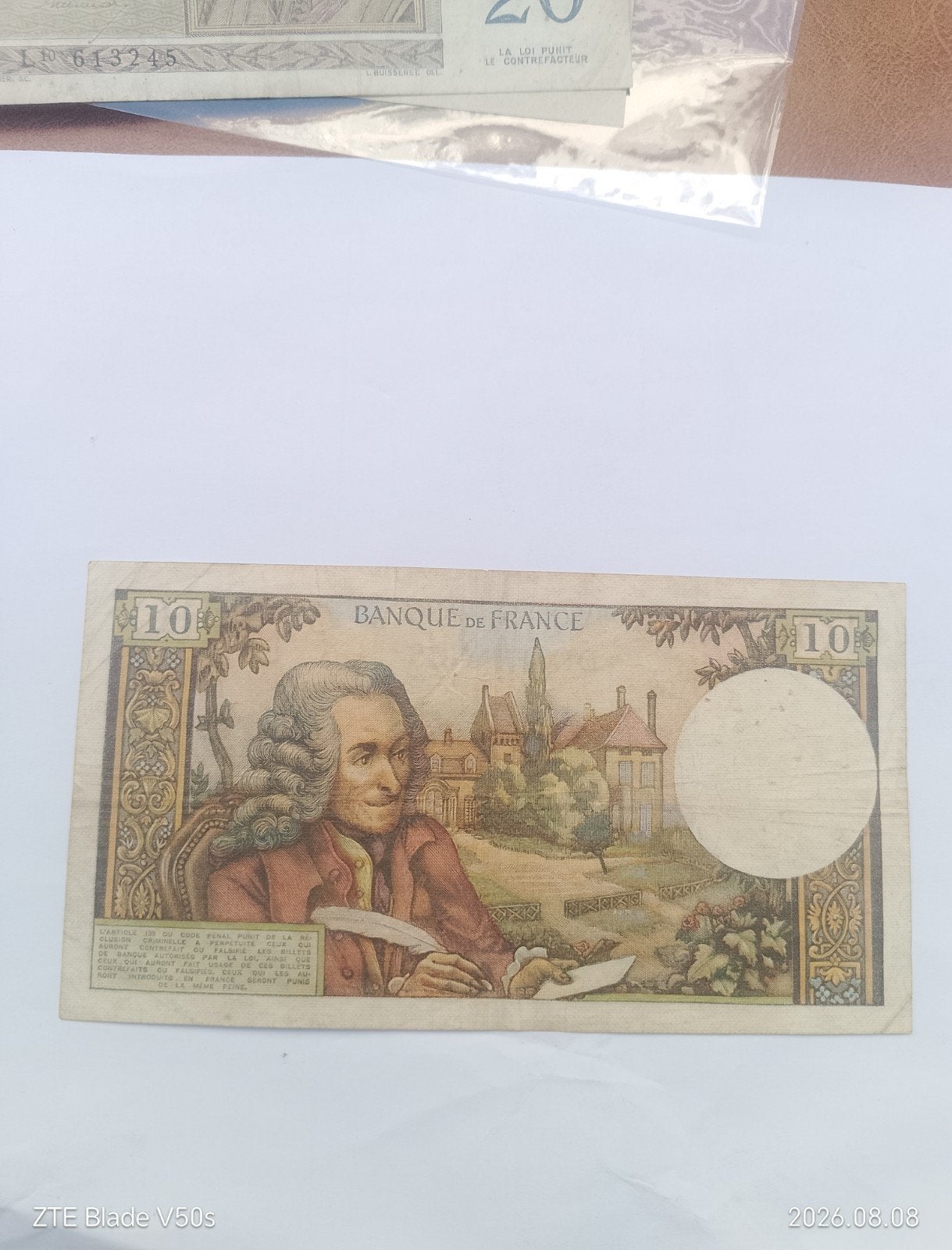 billet de banque français, Enlèvement ou Envoi