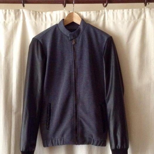 Blouson homme en tissu et simili cuir neuf L, Neuf, Gris, Enlèvement ou Envoi, Taille 52/54 (L)