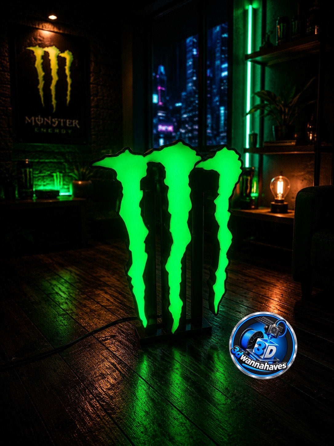 Cette superbe lampe Monster Energy est une décoration unique, Enlèvement ou Envoi, Neuf, Table lumineuse ou lampe (néon)
