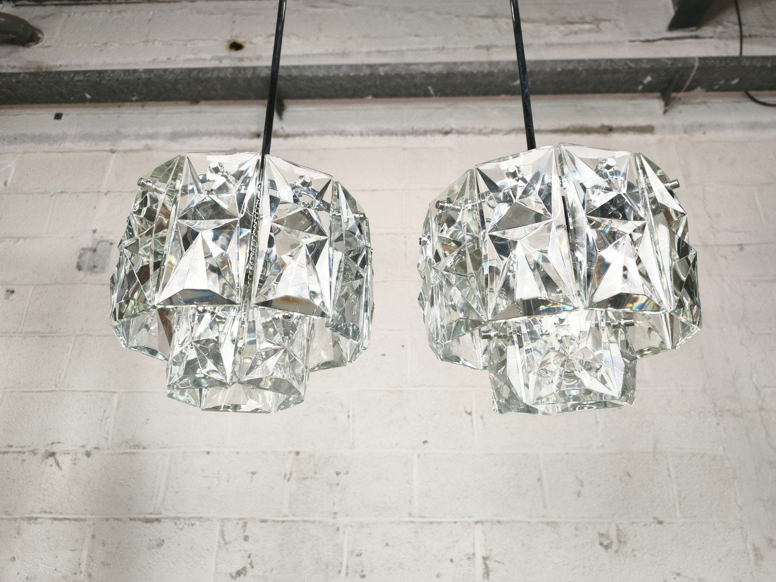 Duo vintage kristallen Kinkeldey hanglampen, Ophalen of Verzenden, ., ., .