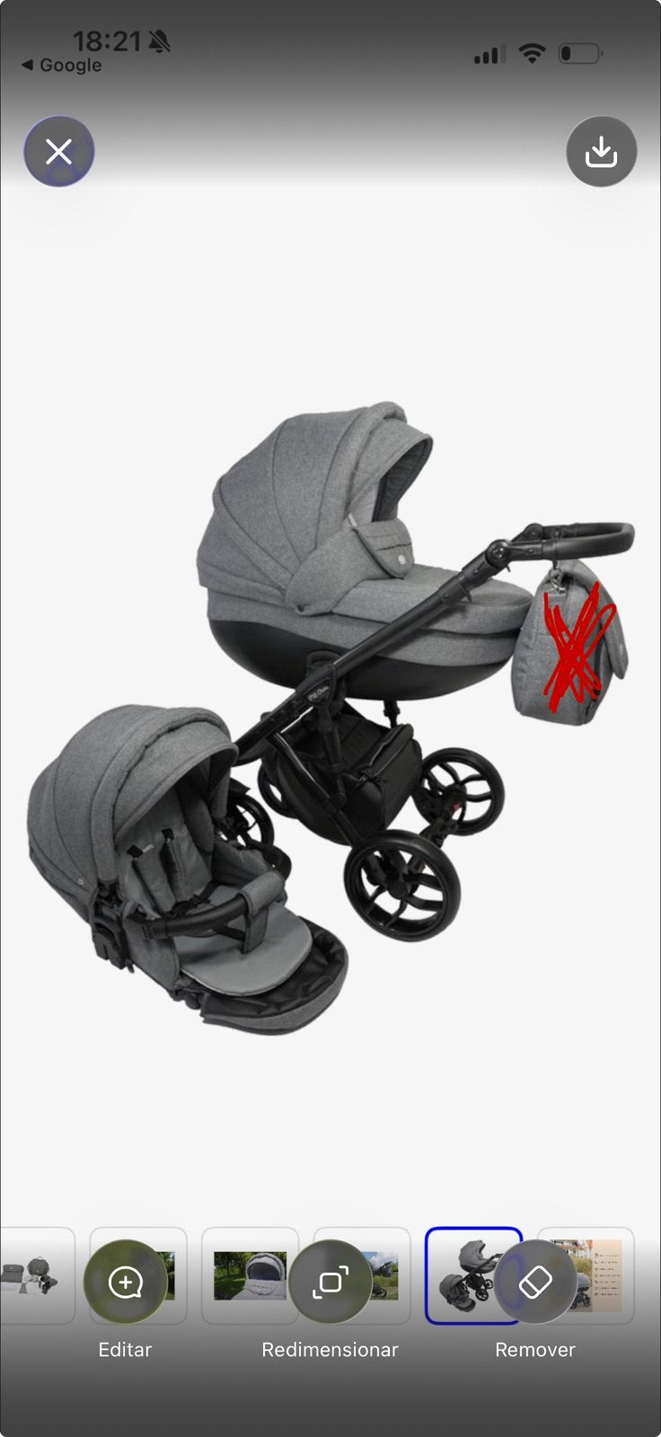 Poussette P’tit Chou 2 en 1 – Gris, Enlèvement, Utilisé, Autres marques, Protection de pluie
