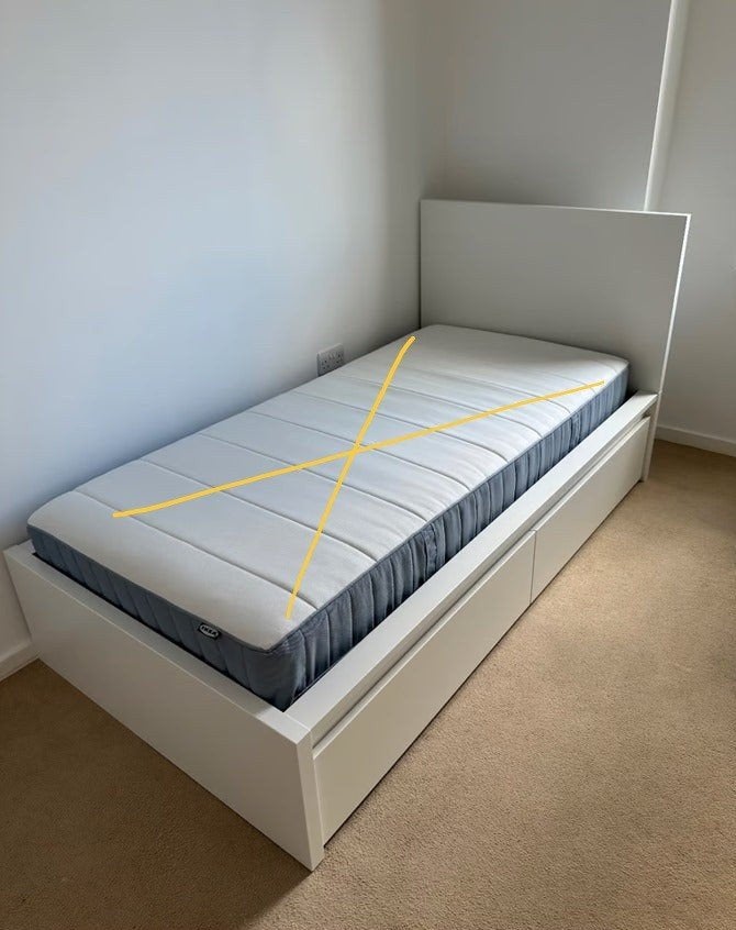 Lit une personne 90x200cm Malm blanc 2 tiroirs, Maison & Meubles, Chambre à coucher | Lits, Enlèvement, Une personne, Blanc