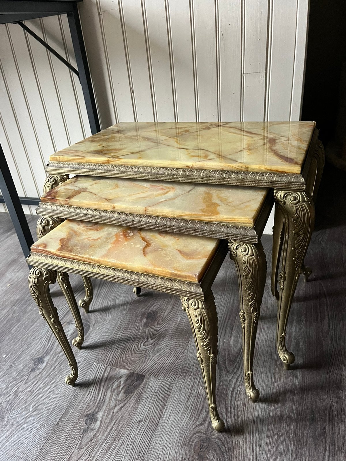 Ensemble vintage français marbre onyx (vers 1930), Maison & Meubles, Enlèvement, Comme neuf