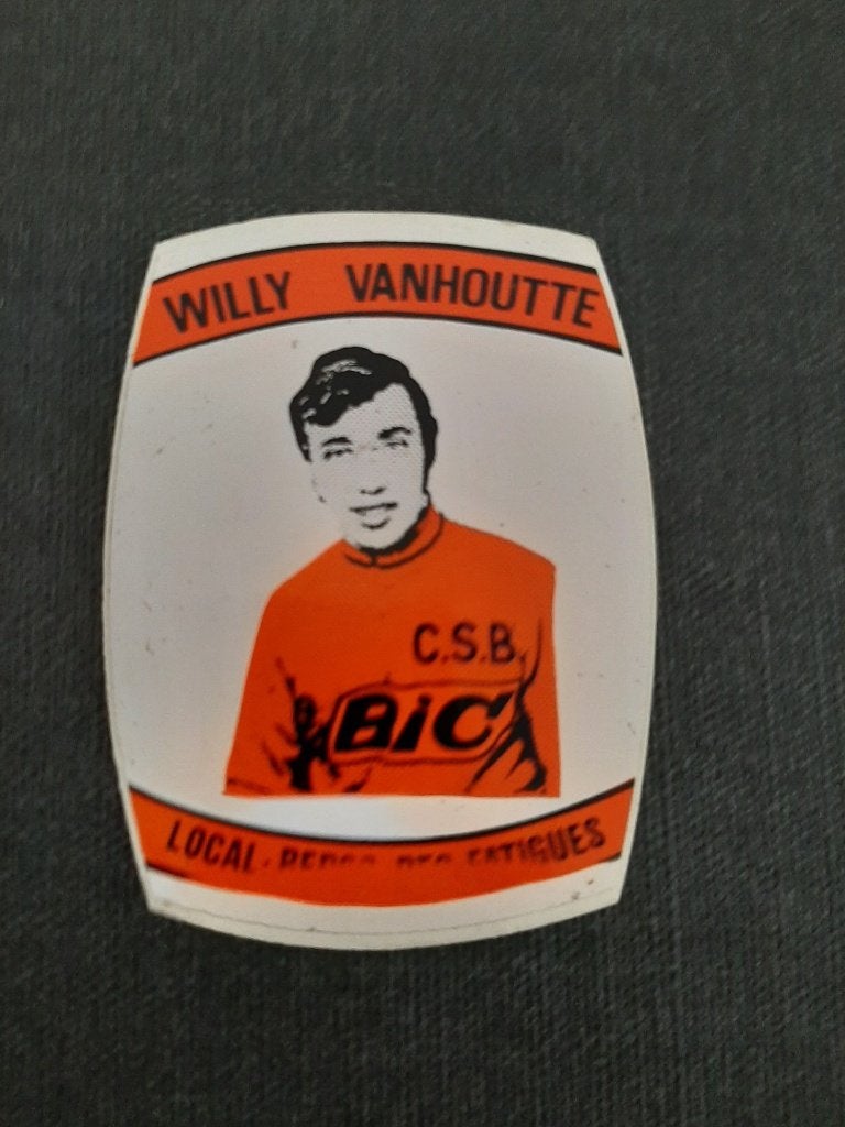 Sticker wielrenner Willy Vanhoutte ploeg BIC, Enlèvement, 1980 à nos jours, Comme neuf, Photo
