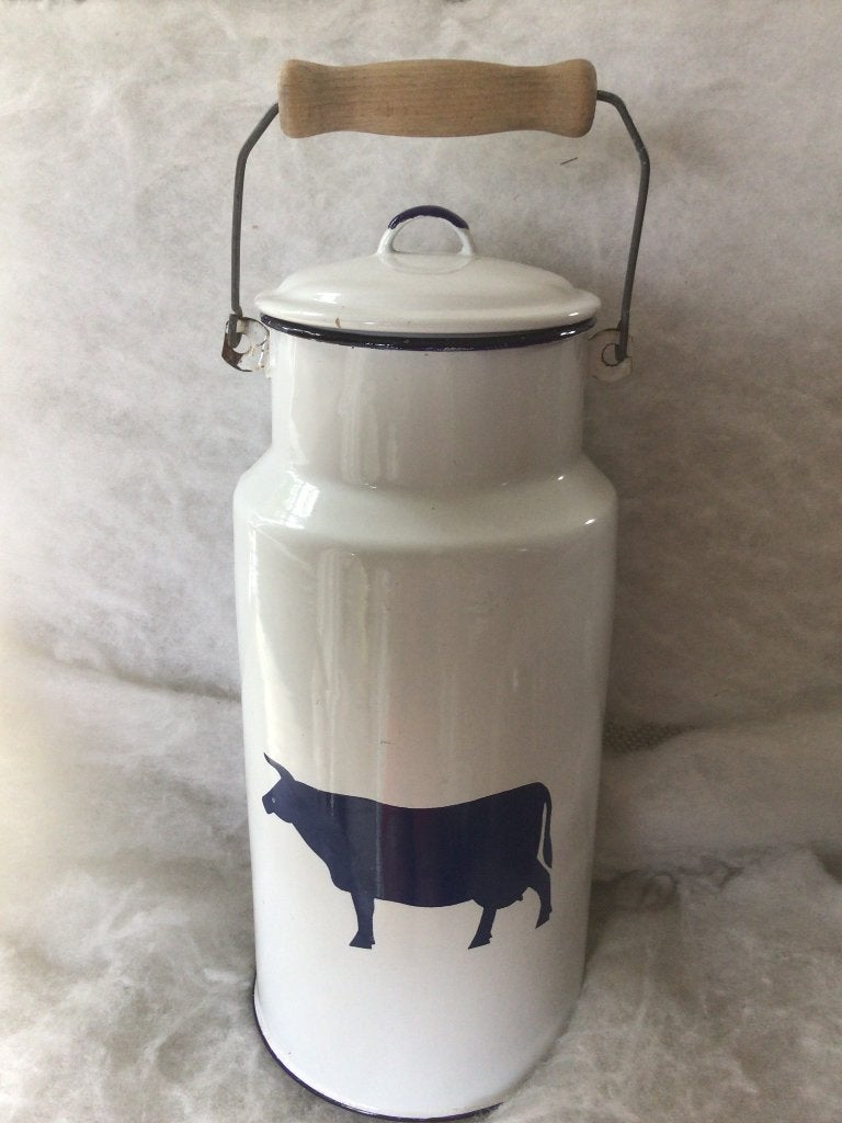 Vintage melkkan . Email 5 liter. Décor Blauwe koe, Enlèvement ou Envoi