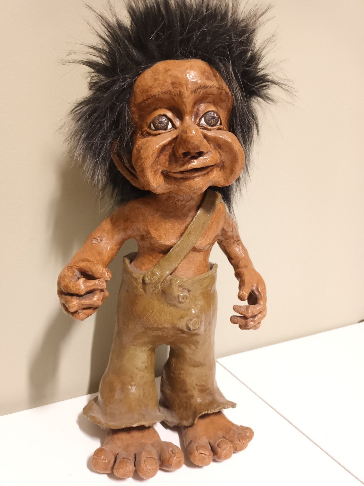 Grote Noorse Trol (37 cm) – Uniek Handgemaakt Beeld, Verzamelen, Ophalen of Verzenden