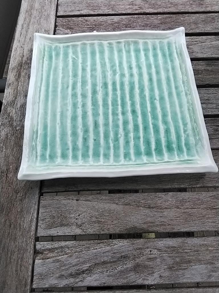 Watergroene vierkante borden, Huis en Inrichting, Keuken | Servies, Ophalen