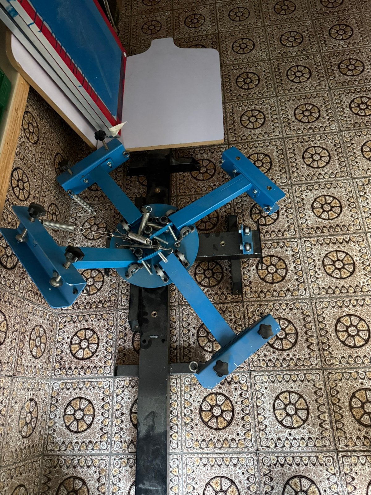 Zeefdruk machine 4 kleuren, Ophalen, Gebruikt