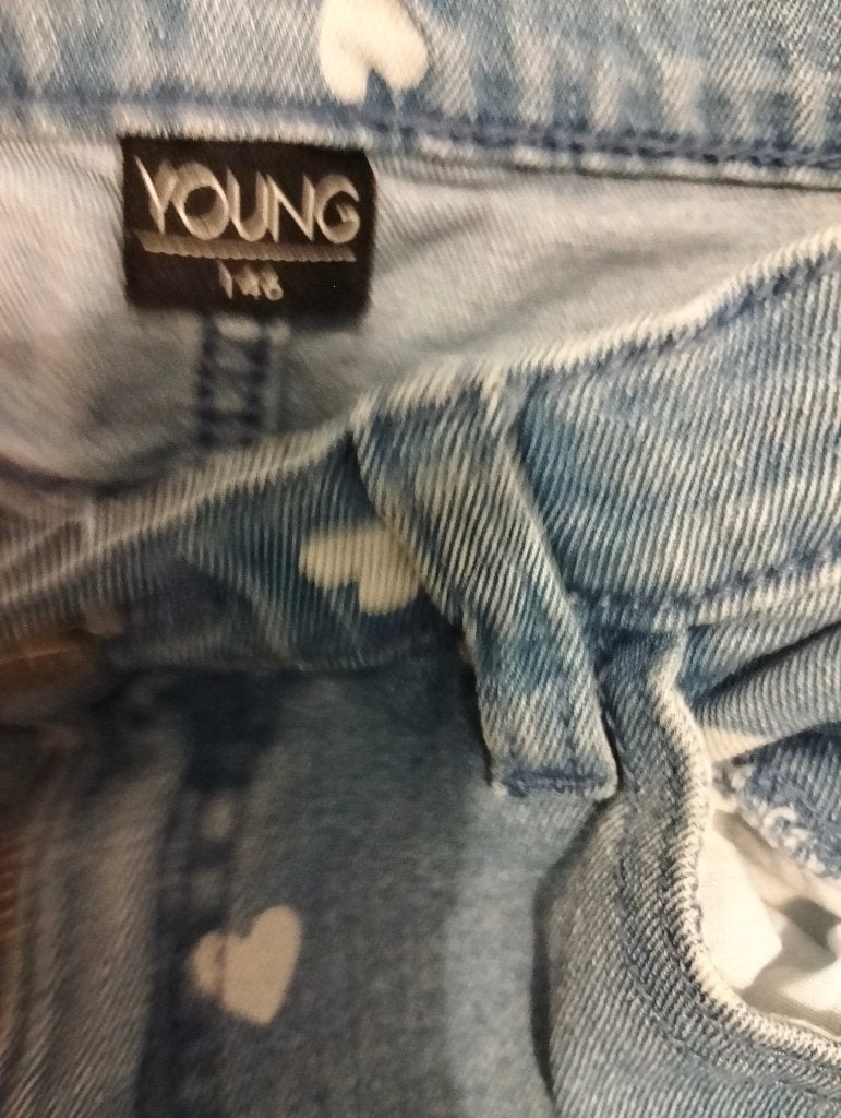 Hartjes jeans broek, Kinderen en Baby's, Kinderkleding | Maat 146, Ophalen, Nieuw, Meisje, Broek