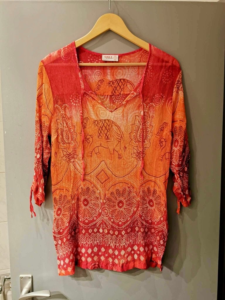 Blouse - GINA B HEIDEMAN - maat 42, Kleding | Dames, Ophalen of Verzenden, Zo goed als nieuw, Maat 42/44 (L), Oranje