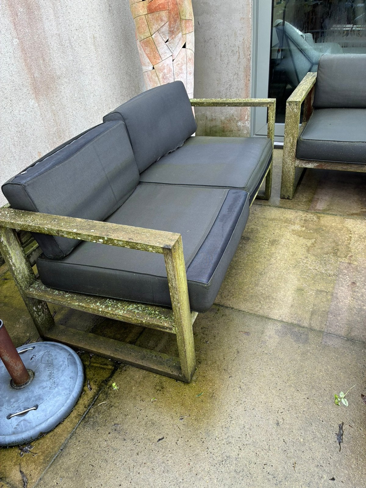 Gratis - tuinbank en zetels teak, Tuin en Terras, Ophalen, Gebruikt