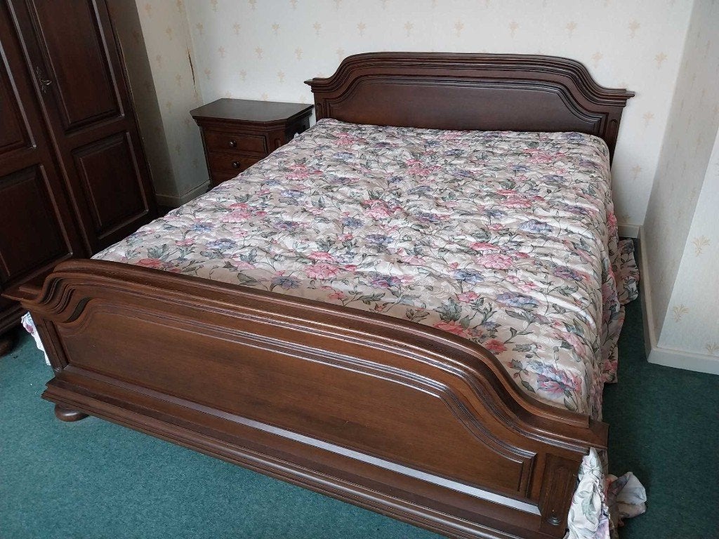 complete slaapkamer in donker eik, Ophalen, Gebruikt, Tweepersoons, Vintage