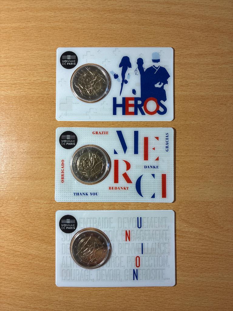 2€ X 3 Corona Frankrijk, Ophalen, Frankrijk, 2 euro, Setje