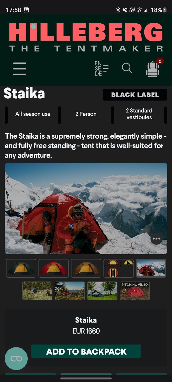 Hilleberg staika, Enlèvement