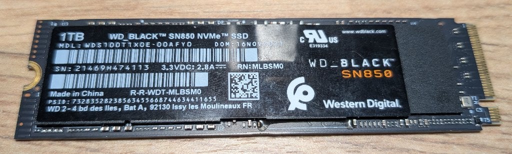 WD Black SN850 1TB NVMe SSD, Computers en Software, Intern, SSD, Ophalen of Verzenden, Zo goed als nieuw
