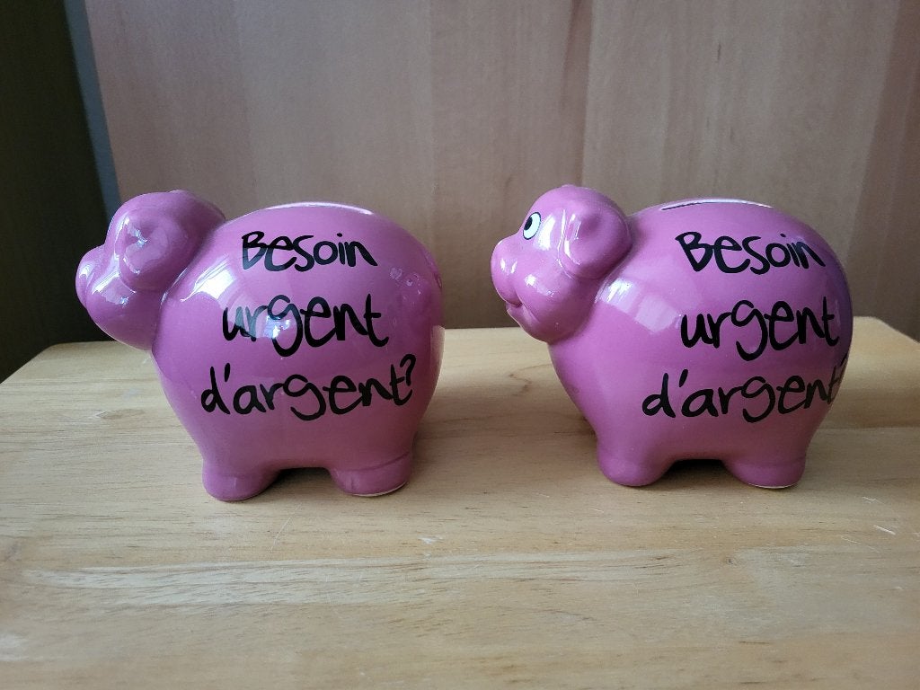 Lot de 2 tirelires cochons - « Besoin urgent d’argent ? , Enlèvement, Animal