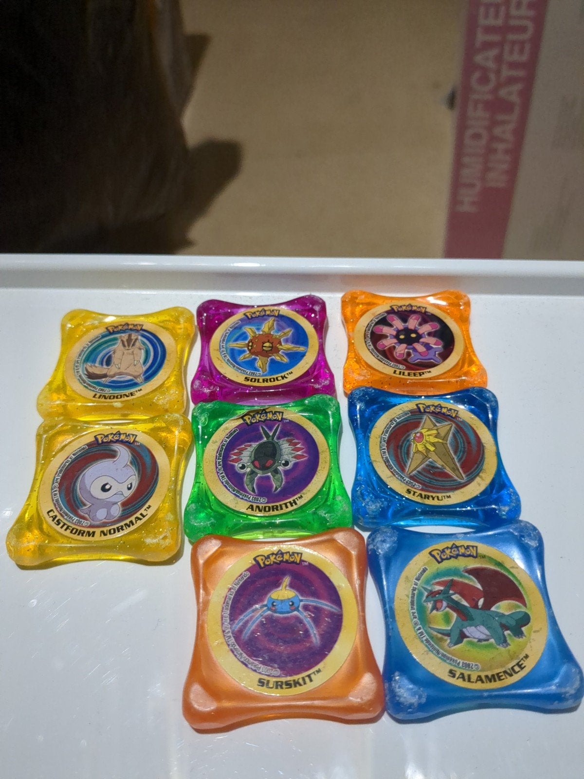Lot van 8 Pokémon Waps tazos (Panini 2003) – Solrock, Salame, Enlèvement ou Envoi