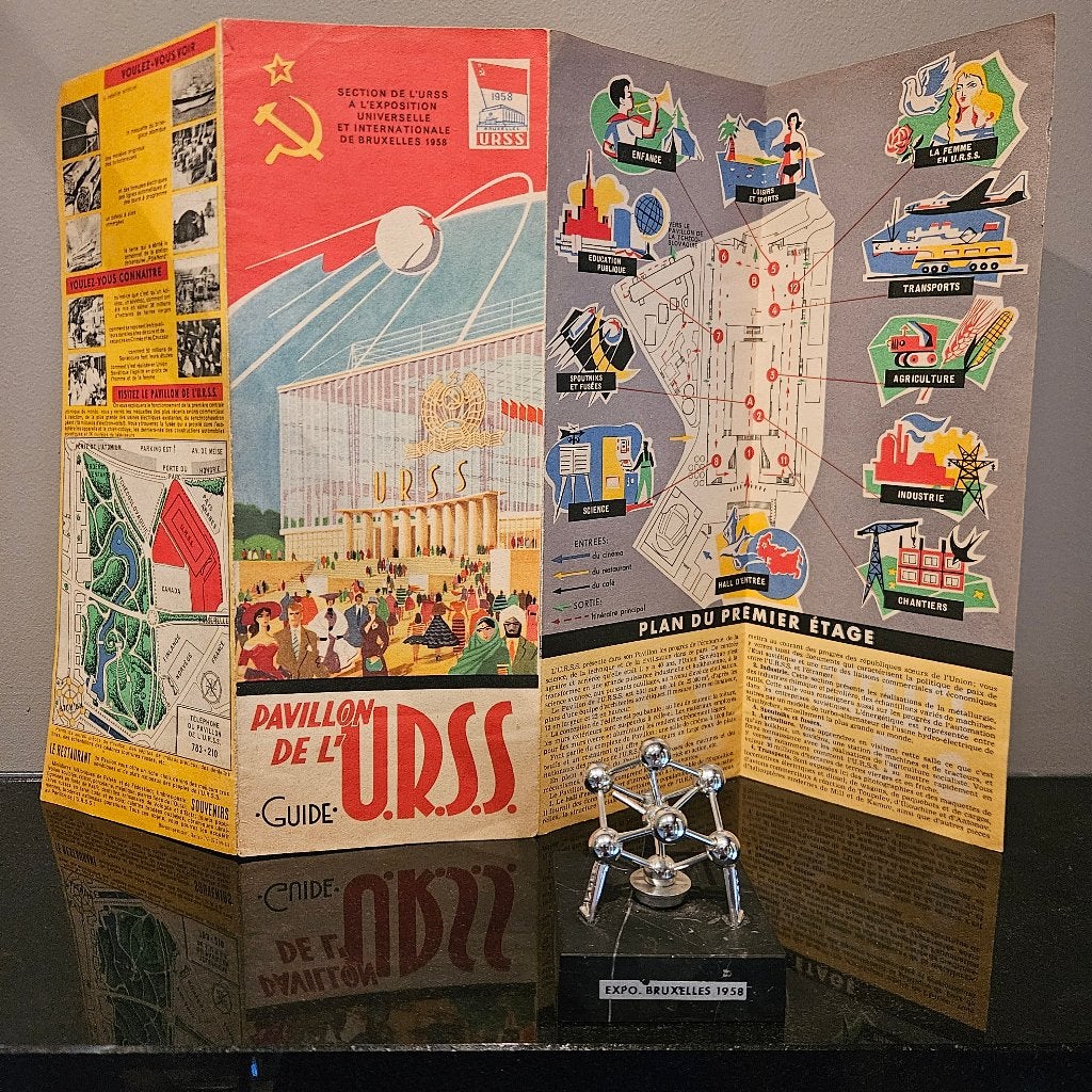 EXPO 58  RUSSISCHE KAART EN ATOMIUM, Verzamelen, Retro, Ophalen of Verzenden