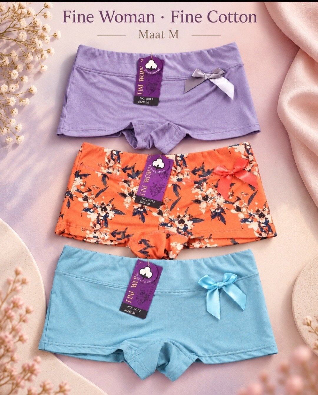 Fine Woman Lot de 3 nouveaux boxers pour femmes, taille M, Fine Woman, Enlèvement ou Envoi, Multicolore, Pantalon ou Short