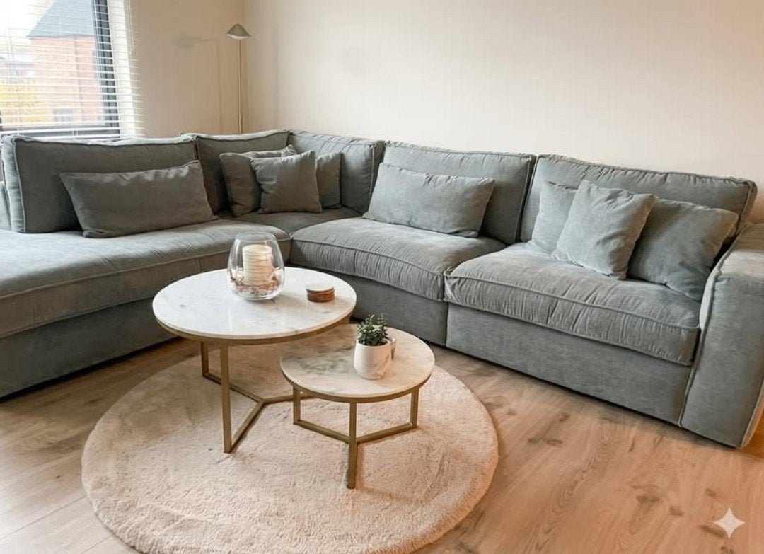 Comfortabel hoeksalon in goede staat, Huis en Inrichting, Ophalen, Zo goed als nieuw, Stof, Landelijk modern