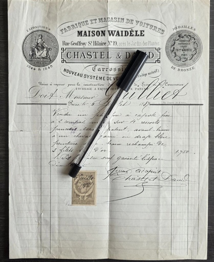 1887+Automobilia+Phaéton+Currus+Waidèle+Chastel et David, Enlèvement ou Envoi, Comme neuf, Voitures