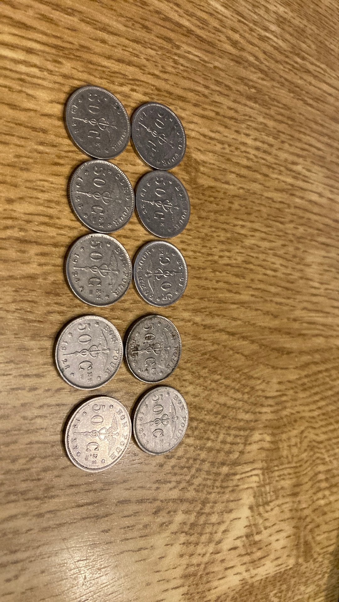 10 x 50c type Bonnetain Albert 1, Postzegels en Munten, Ophalen of Verzenden