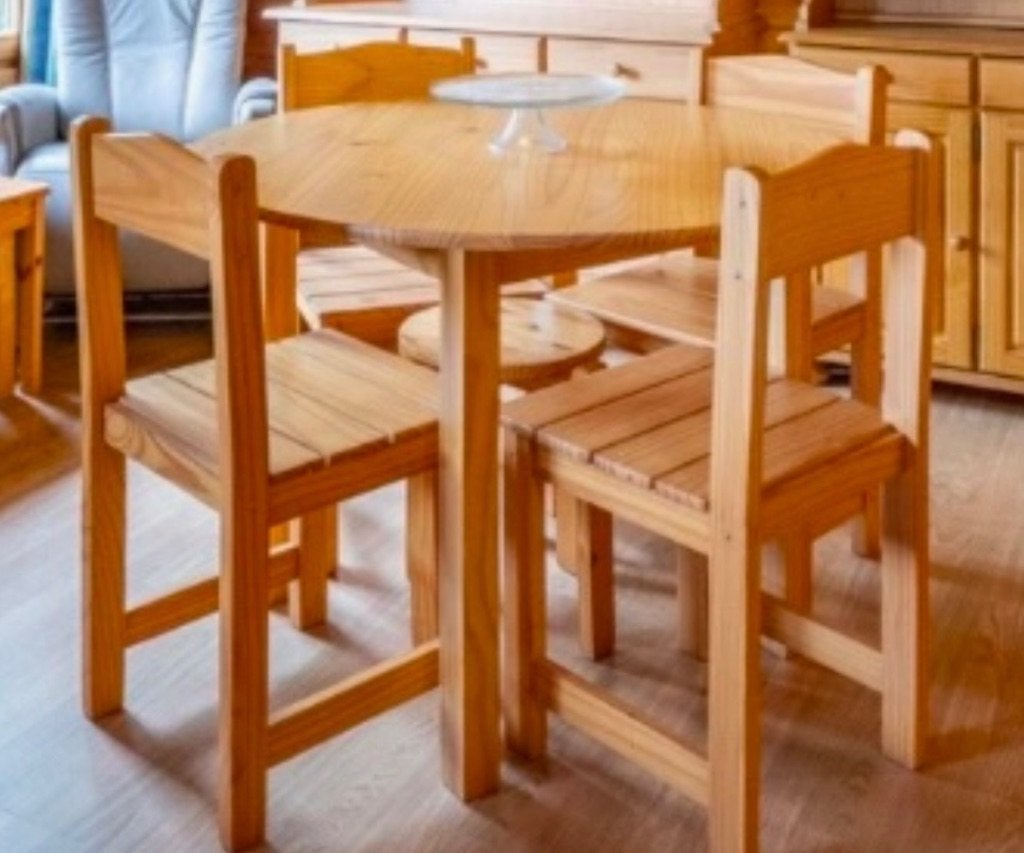 Ronde tafel 4 stoelen, Ophalen of Verzenden, Gebruikt, Rond