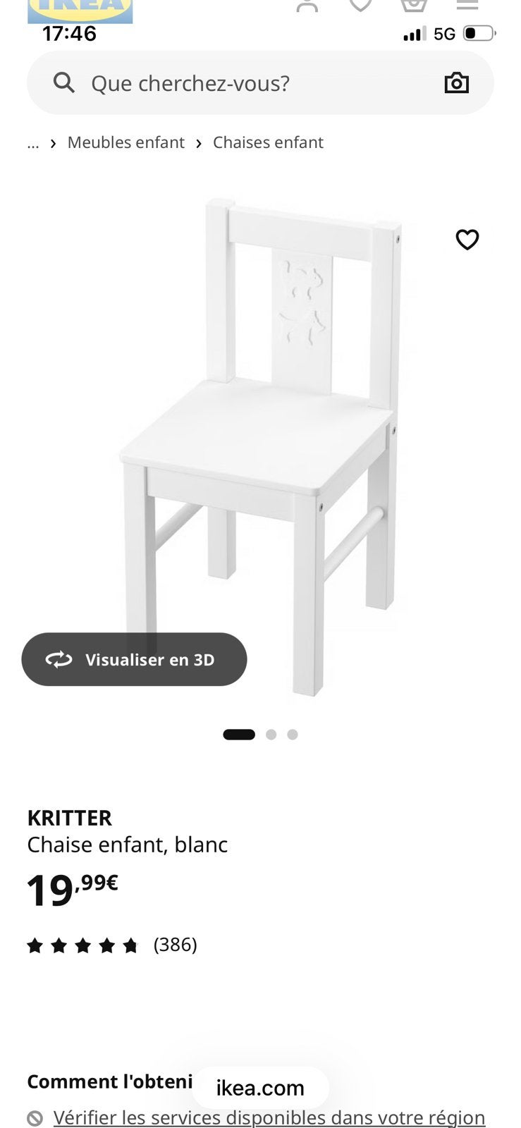 Chaise kritter ikea, Enlèvement, Comme neuf