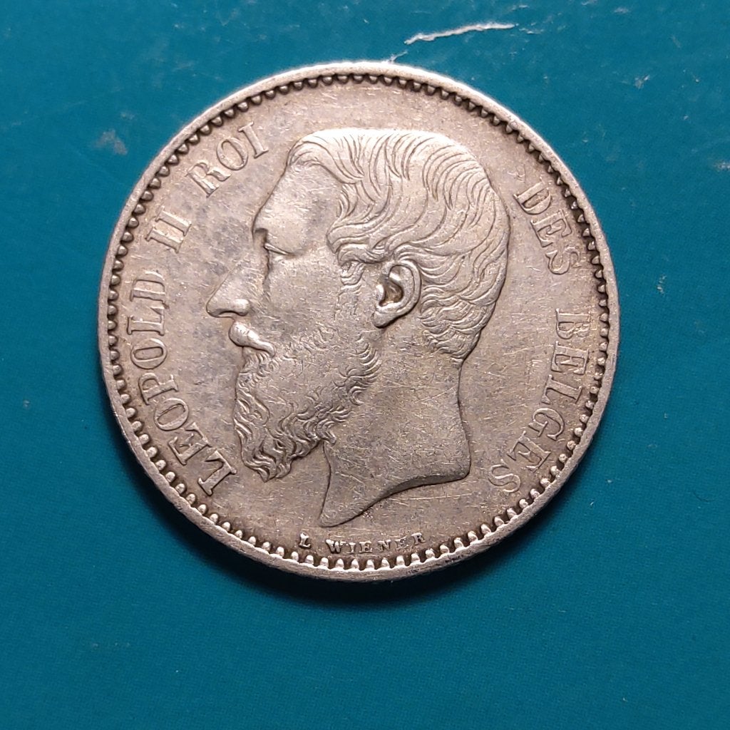 België 1frank zilver Leopold II 1886 FR - 68/66 met open O, Postzegels en Munten, Zilver, Ophalen of Verzenden, Losse munt, Zilver
