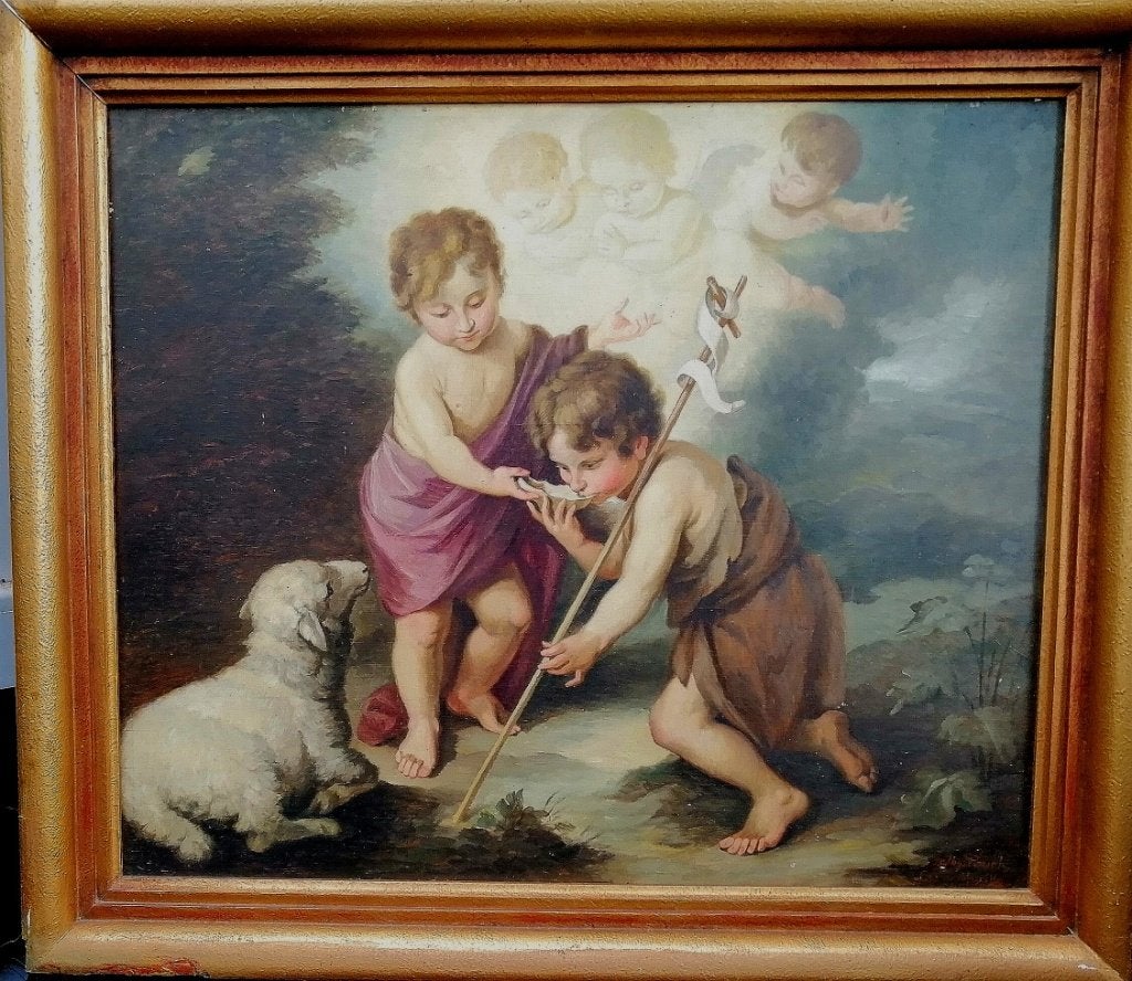 Murillo huile sur plaque 72 x 85 cm, Antiquités & Art, Art | Peinture | Classique, Envoi