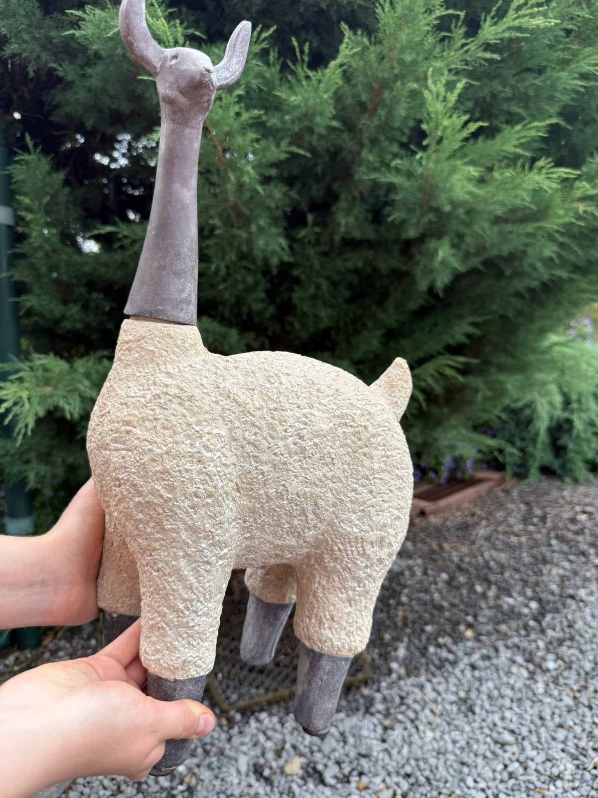 Statue girafe décorative vintage en résine, Verzenden, Zo goed als nieuw