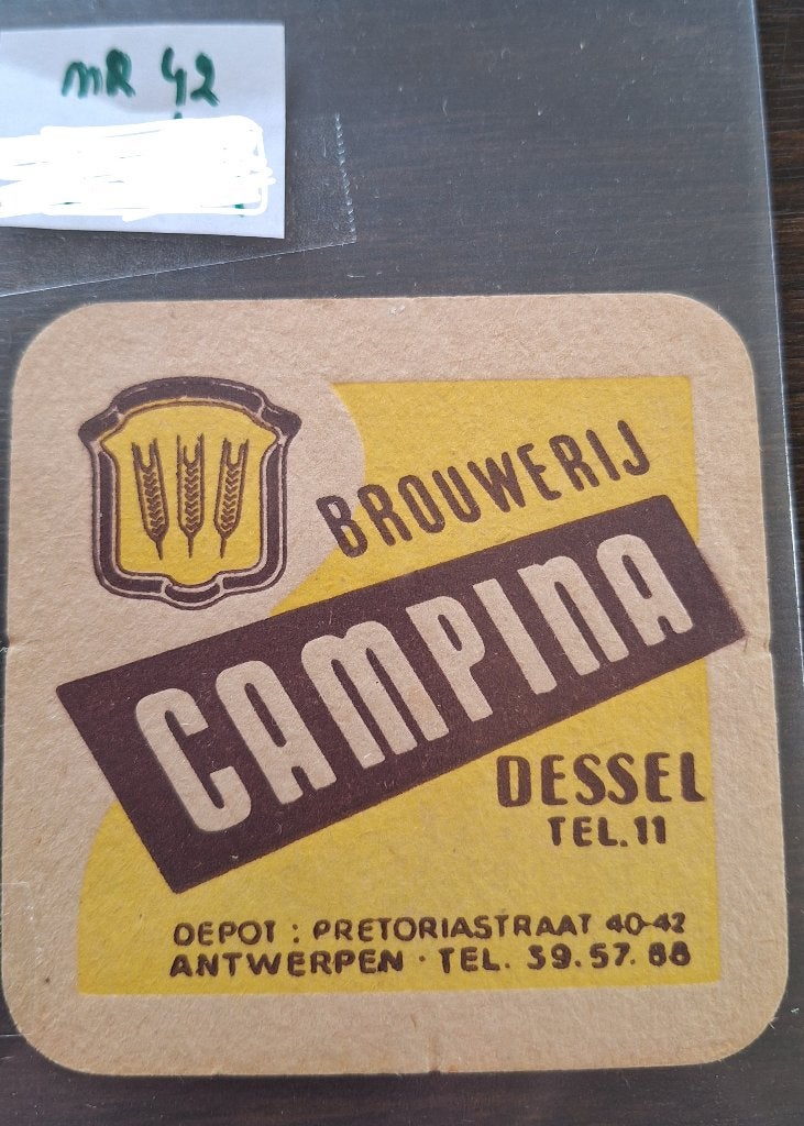 bierviltje vierkant Brouwerij Campina (nr42), Ophalen, Gebruikt, Viltje(s), Overige merken
