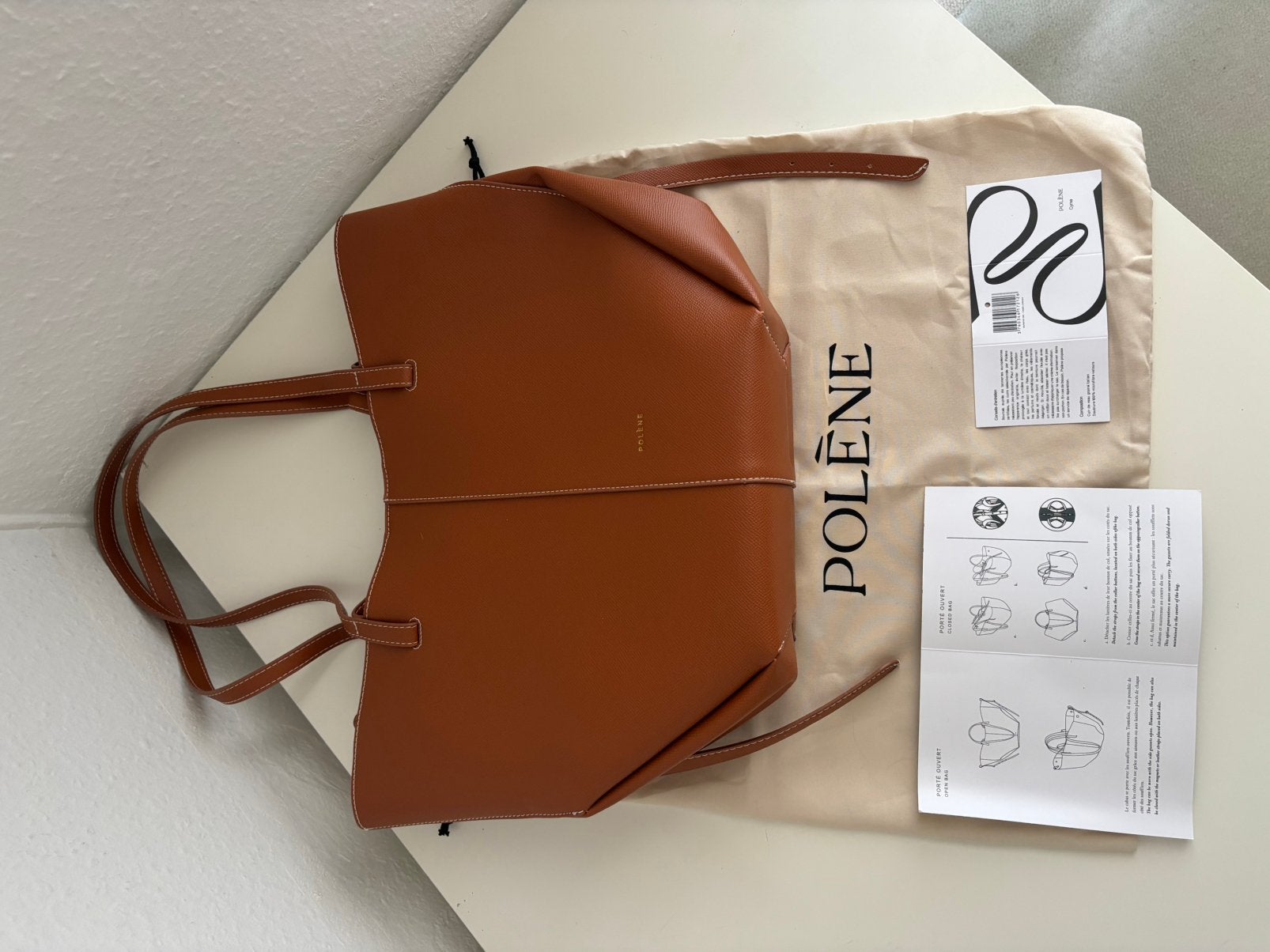 Polène Cyme grote bruin/bruine tas — elegant en tijdloos, Handtassen en Accessoires, Tassen | Damestassen, Verzenden, Gebruikt