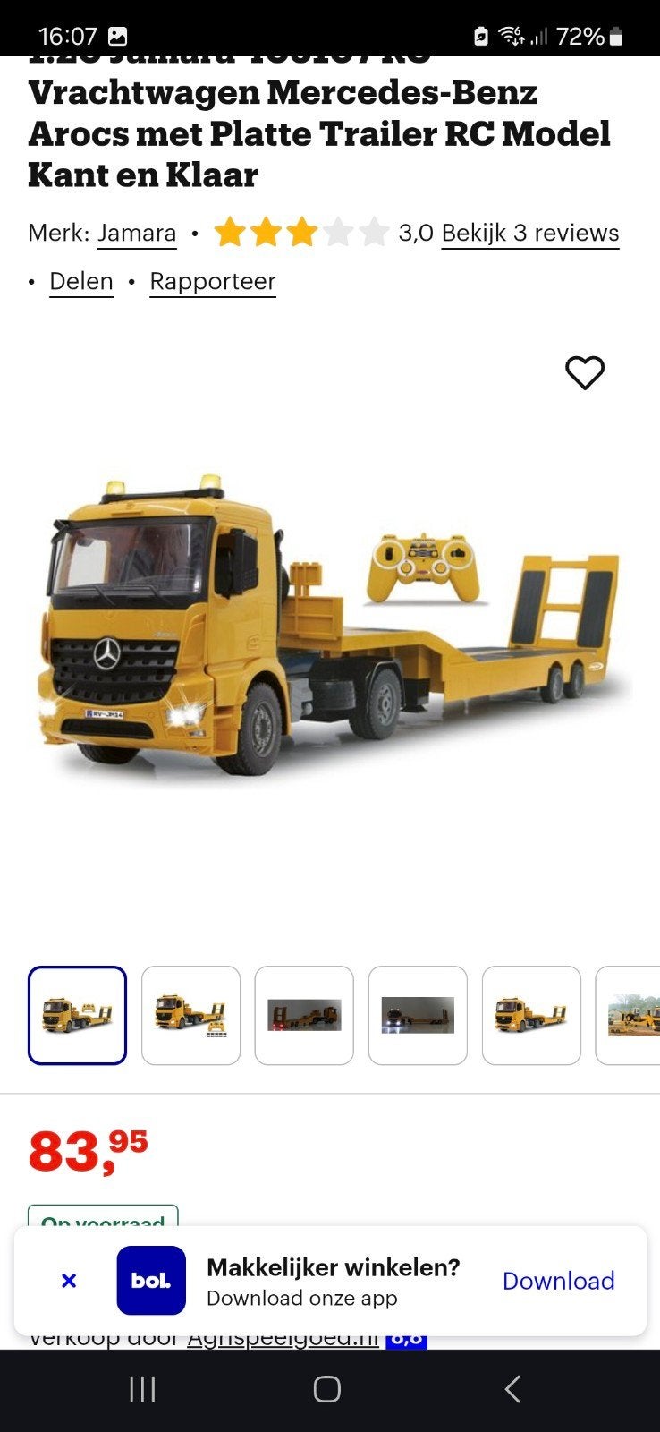 jamara mercedes arocs met trailer, Ophalen of Verzenden
