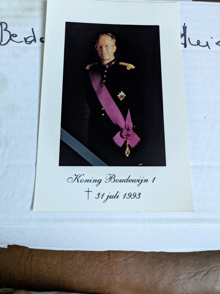 K.Boudewijn bidprentje, Verzamelen, Koningshuis en Royalty, Ophalen of Verzenden, Zo goed als nieuw, Kaart, Foto of Prent