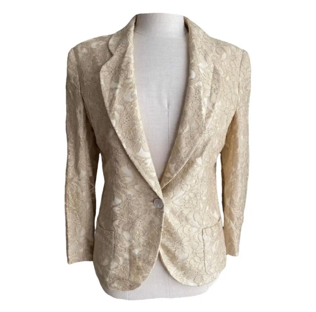 Goudkleurige blazer Emanuel Ungaro maat 38, Kleding | Dames, Jasjes, Kostuums en Pakken, Maat 38/40 (M), Verzenden, Zo goed als nieuw