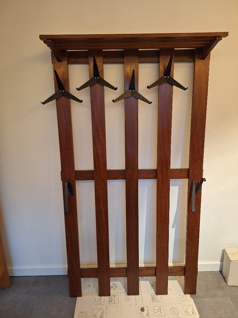 Vintage wandkapstok. Jaren 60. Met hoedenplank., Ophalen, Gebruikt, Hout, Wandkapstok
