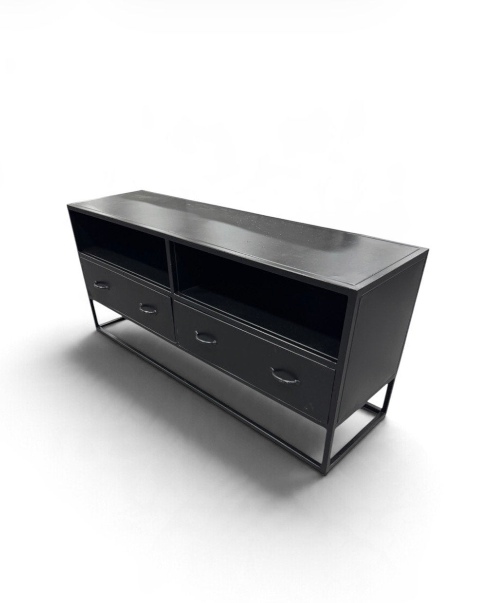 Industrieel Zwart Metalen TV-Meubel / Dressoir met Lades, Antiek en Kunst, Ophalen of Verzenden
