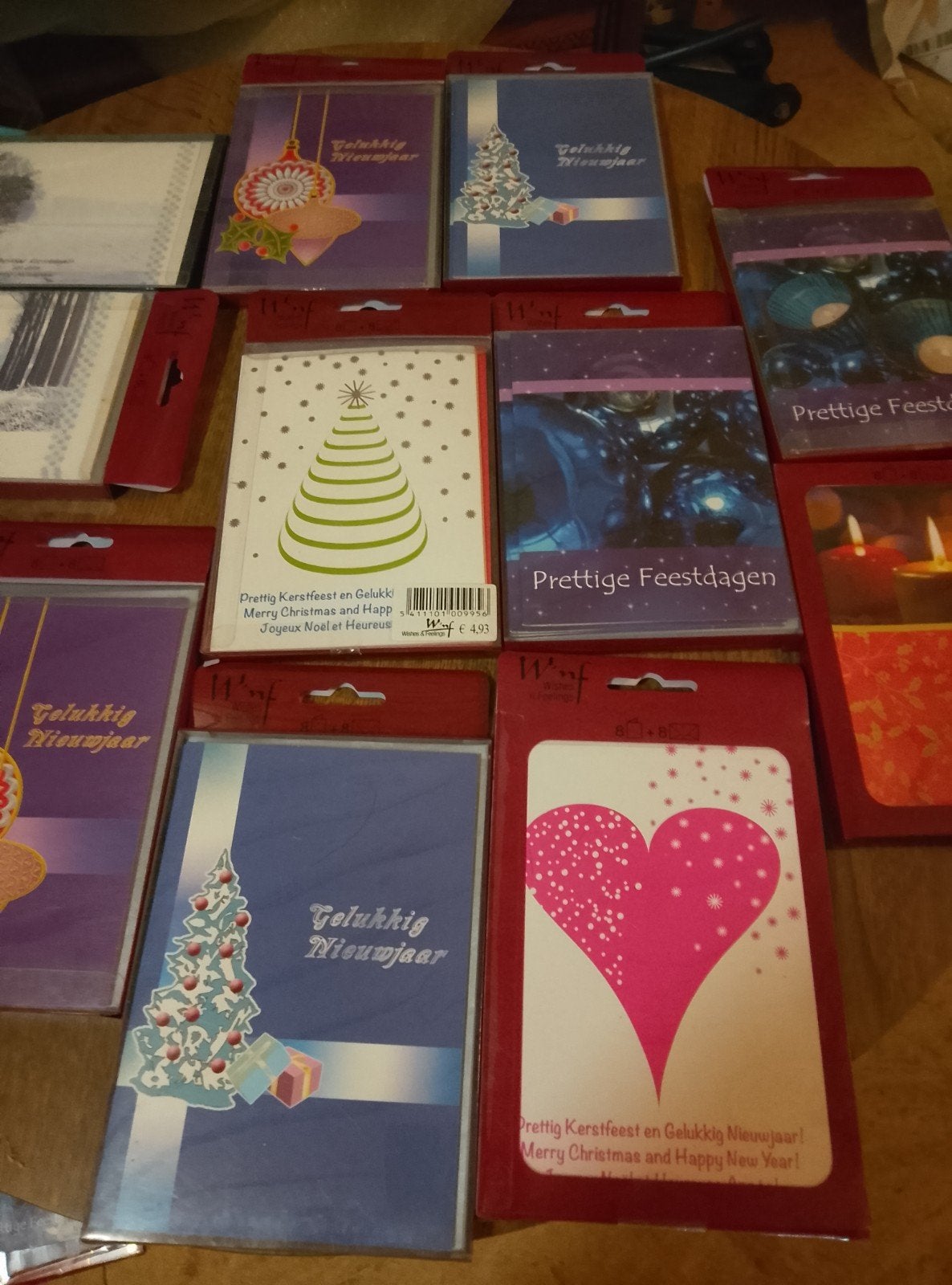 kerst ,nieuwjaarskaarten + enveloppes 8 per pak, Diversen, Ophalen