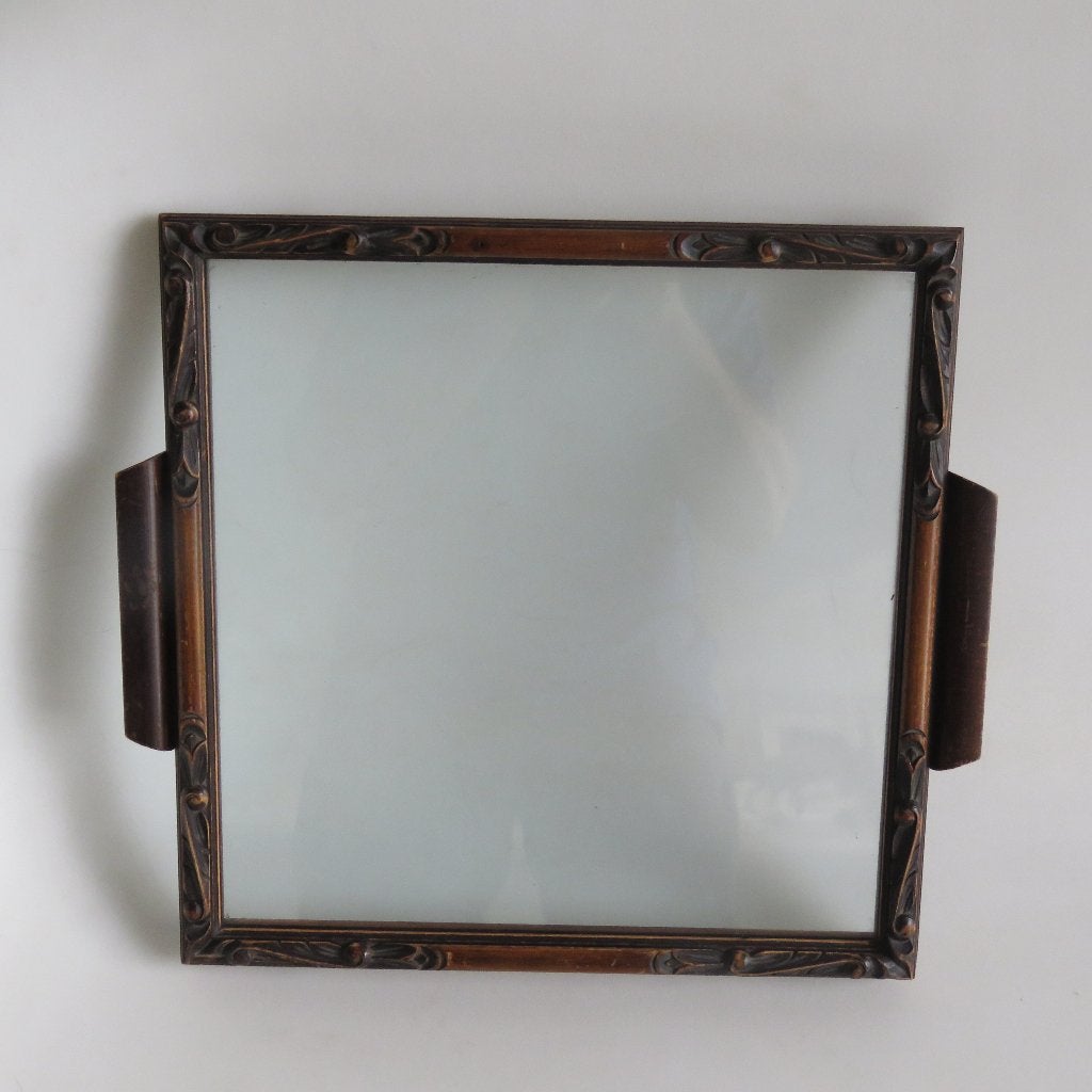 Plateau en verre en bois vintage des années 1960, Enlèvement ou Envoi