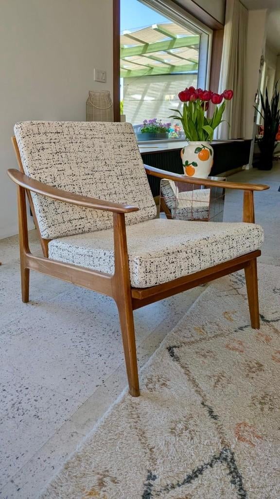 Teak scandinavisch vintage fauteuil, Huis en Inrichting, Ophalen, Zo goed als nieuw, Hout, Scandinavisch, vintage, deens, design
