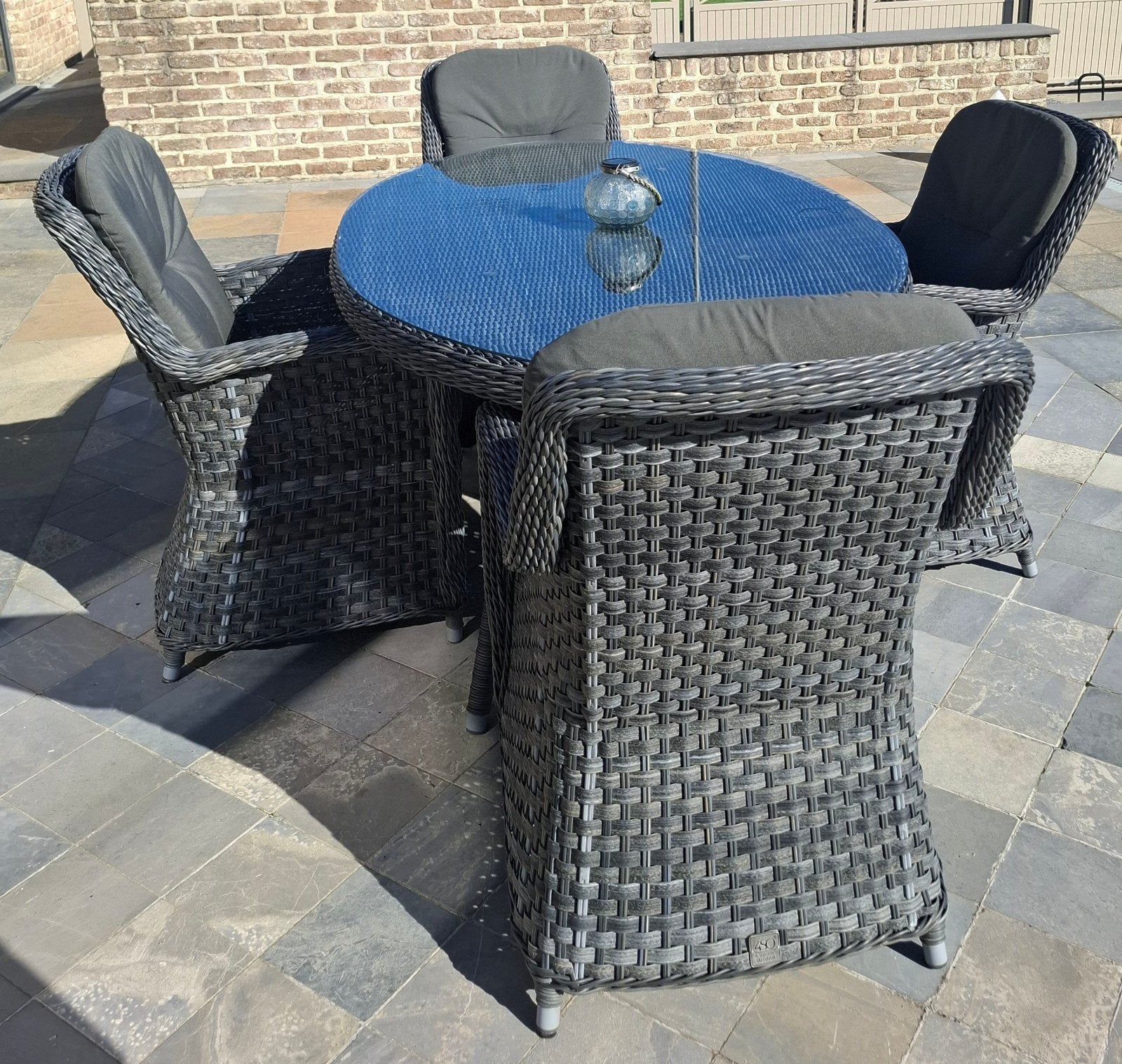 4 Seasons Outdoor/4SO Wicker diningset - Topstaat!, Table à dinner, Osier, Salons de jardin, Comme neuf